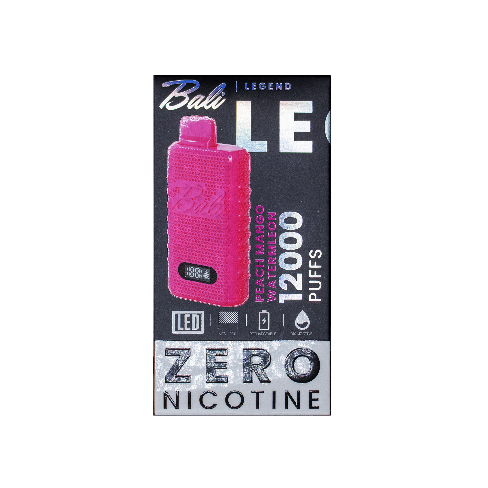 Pink vape device with 'Bali Legend' packaging on a white background