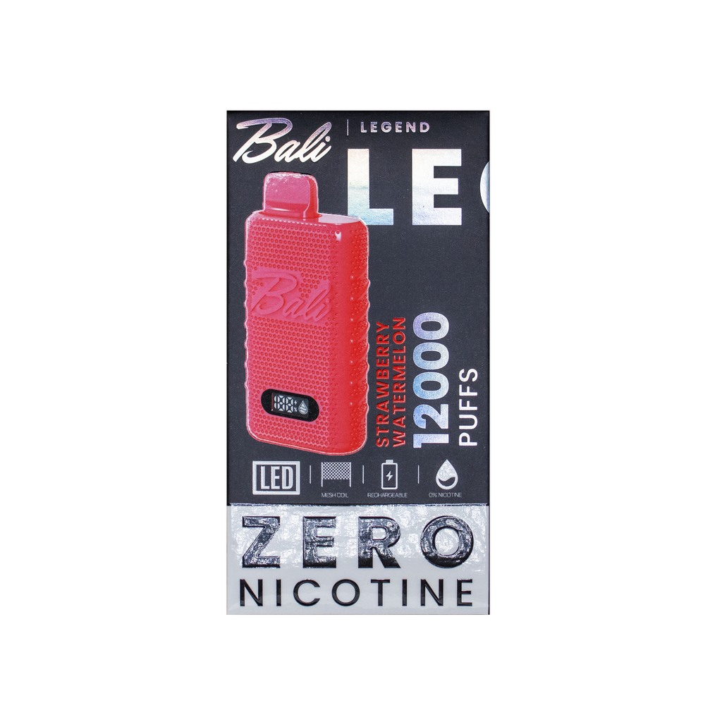 Red vape device with packaging on a white background
