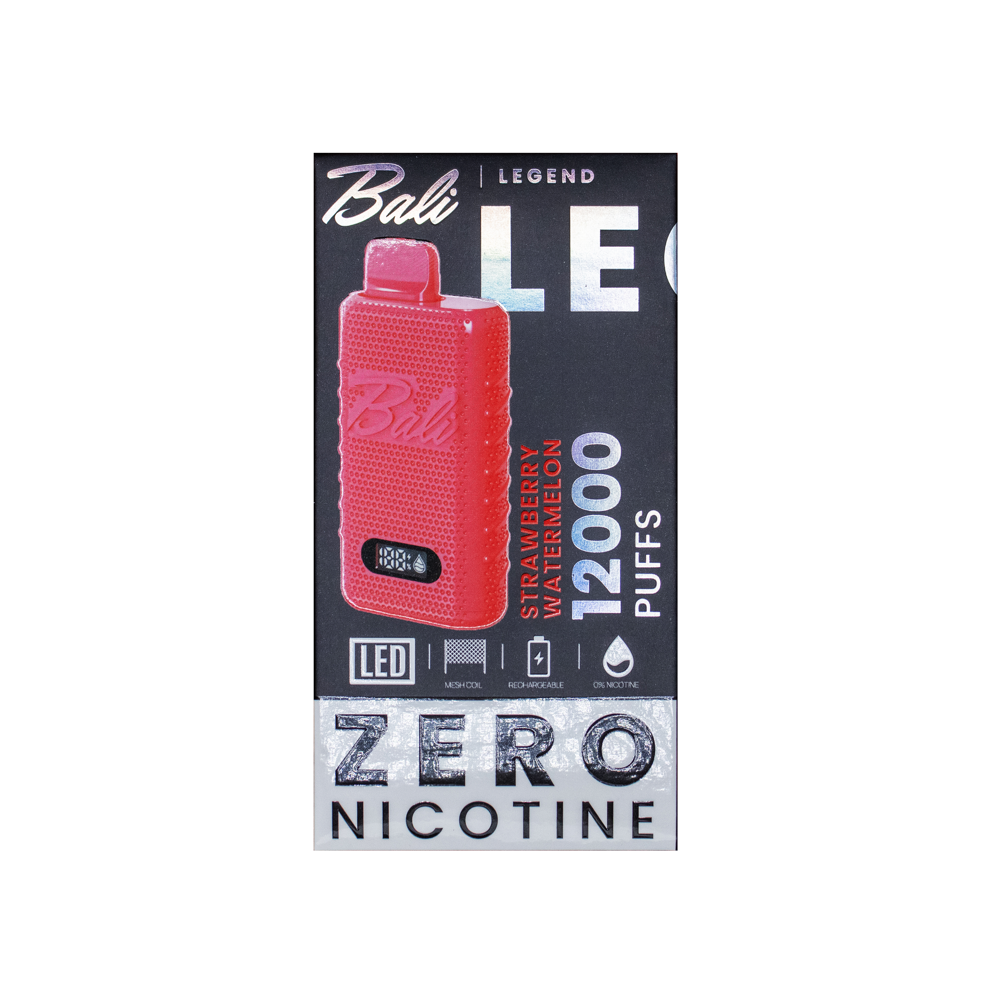 Red vape device with packaging on a white background